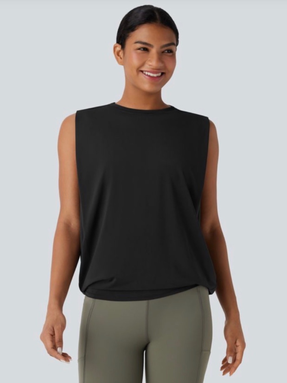 NWT Halara Round Neck Ruched Cool Touch Yoga Tank Top UPF50+ Size S DD